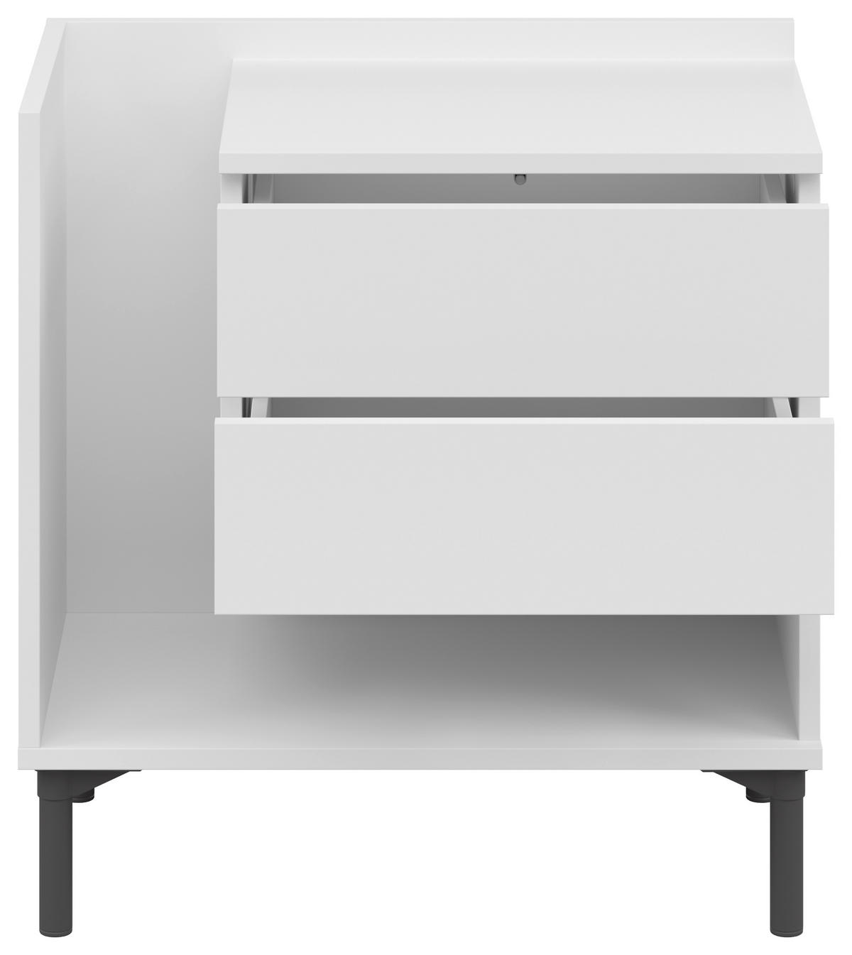 NACHTKÄSTCHEN 60/62/38 cm  in Weiß  - Graphitfarben/Weiß, Design, Holzwerkstoff/Kunststoff (60/62/38cm) - Lomoco