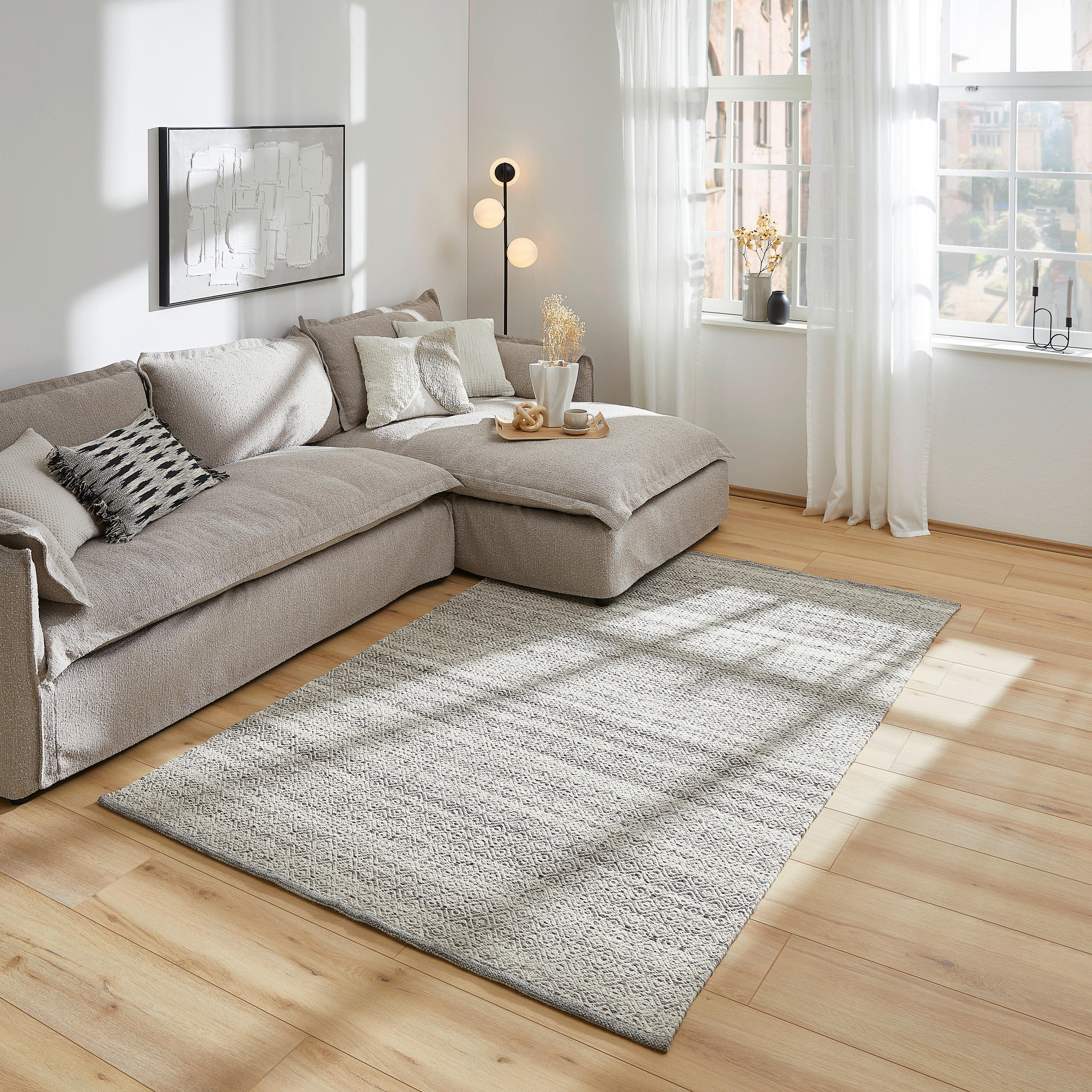 HANDWEBTEPPICH 130/190 cm Jupiter Grau  - Grau, Natur, Textil (130/190cm) - Linea Natura