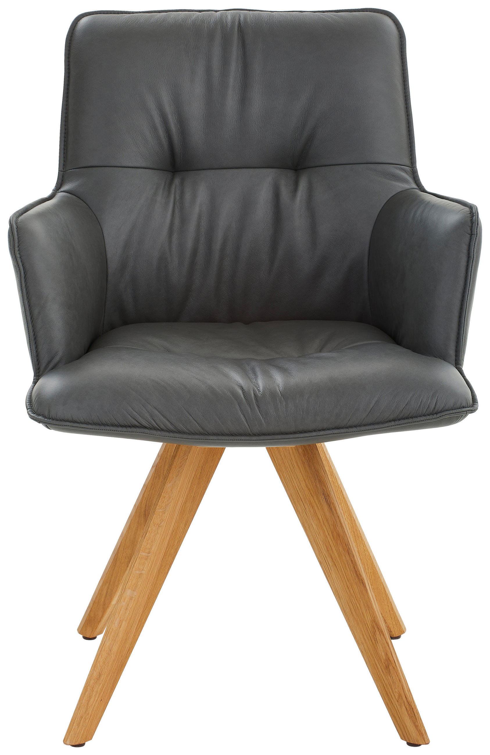 ARMLEHNSTUHL in Holz, Leder Anthrazit  - Eichefarben/Anthrazit, Design, Leder/Holz (59/89/63cm) - Dieter Knoll