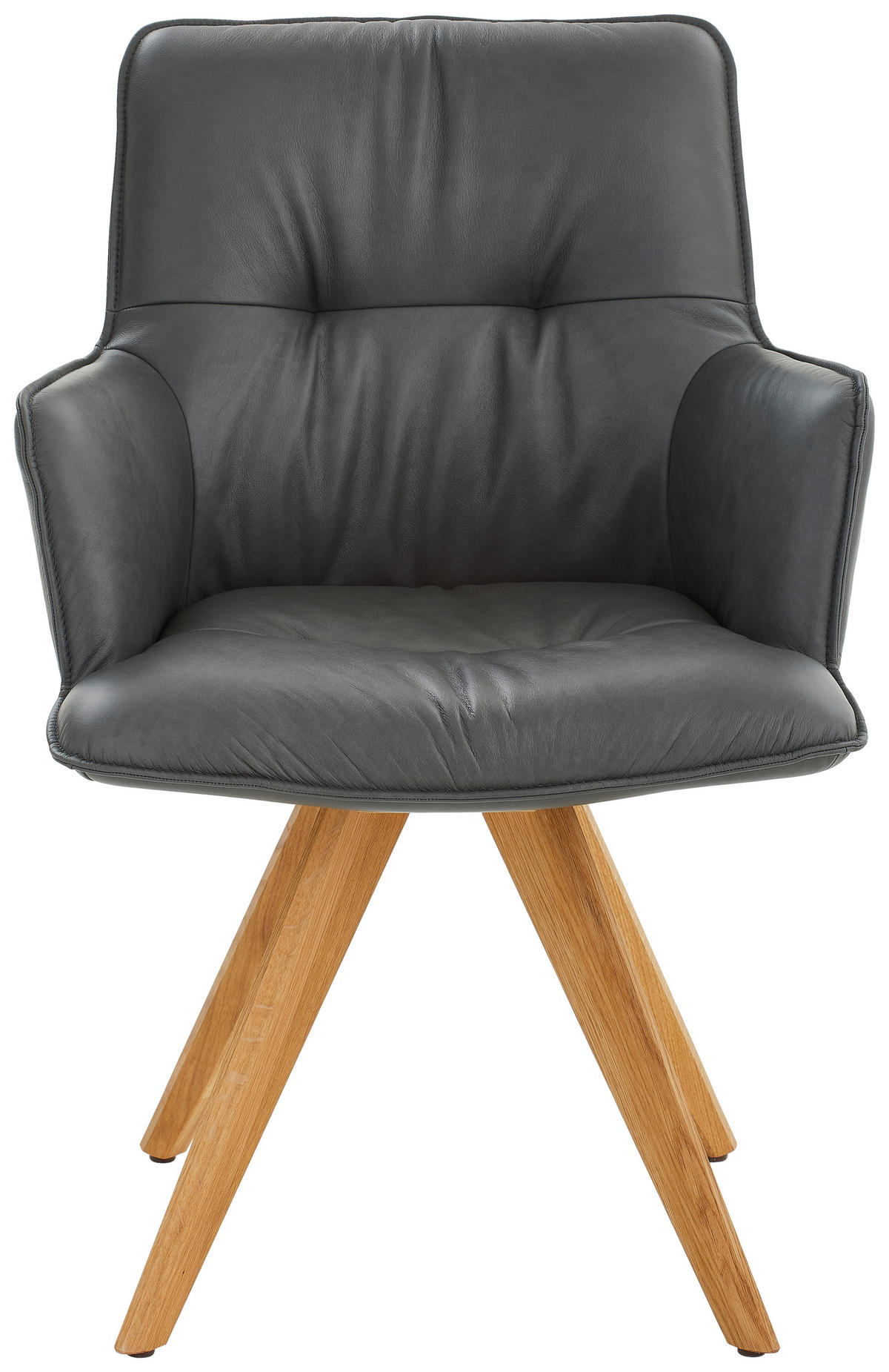 ARMLEHNSTUHL  in Echtleder pigmentiert  - Eichefarben/Anthrazit, Design, Leder/Holz (59/89/63cm) - Dieter Knoll