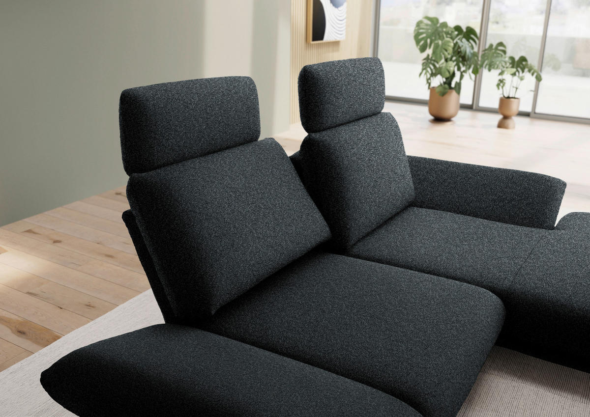 ECKSOFA  in Flachgewebe Anthrazit  234/155 cm  - Anthrazit/Schwarz, Design, Textil/Metall (234/155cm) - Dieter Knoll