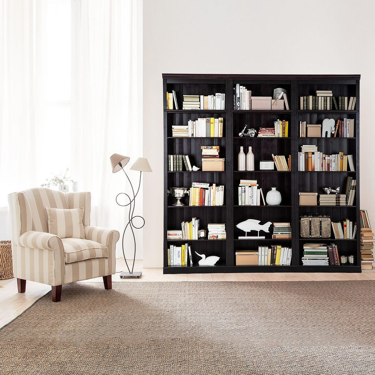 BÜCHERWAND Kiefer massiv Kieferfarben, Dunkelbraun  - Dunkelbraun/Kieferfarben, Design, Holz (223/222/34cm) - Livetastic