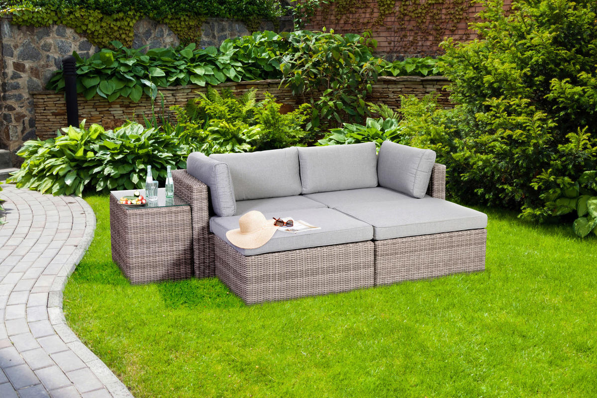 LOUNGEGARNITUR   93/65/71 cm Stahl  - Grau, Basics, Glas/Textil (93/65/71cm) - Gardenson