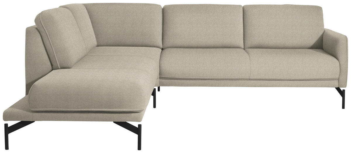 ECKSOFA in Flachgewebe Beige  - Anthrazit/Beige, Design, Textil/Metall (230/254cm) - Johann Jakob