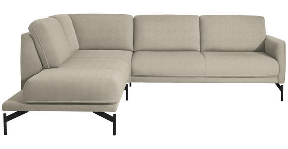 ECKSOFA in Flachgewebe Beige  - Anthrazit/Beige, Design, Textil/Metall (230/254cm) - Ambiente