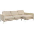 ECKSOFA Beige Chenille  - Beige/Silberfarben, KONVENTIONELL, Textil/Metall (284/143cm) - Carryhome