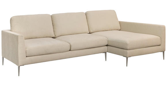 ECKSOFA Beige Chenille - Beige/Silberfarben, KONVENTIONELL, Textil/Metall (284/143cm) - Carryhome