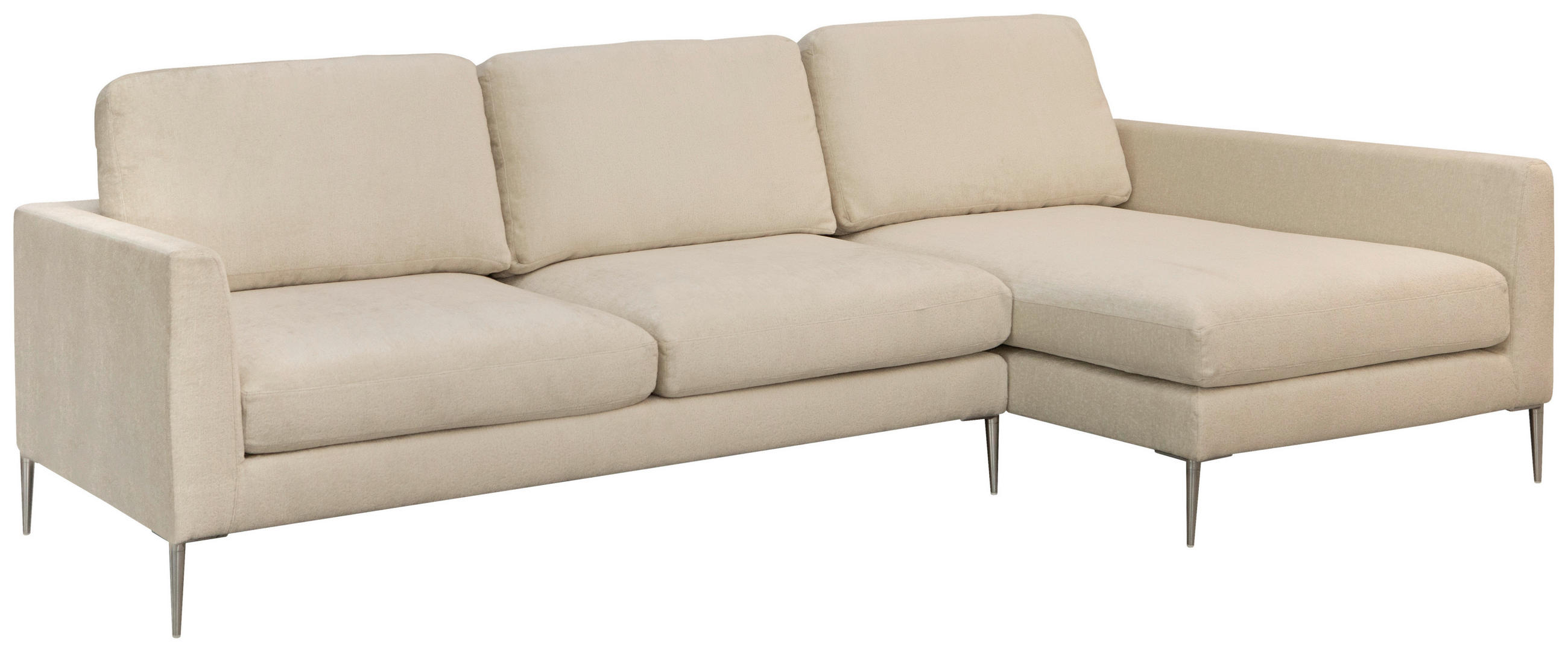 ECKSOFA Beige Chenille  - Beige/Silberfarben, KONVENTIONELL, Textil/Metall (284/143cm) - Carryhome
