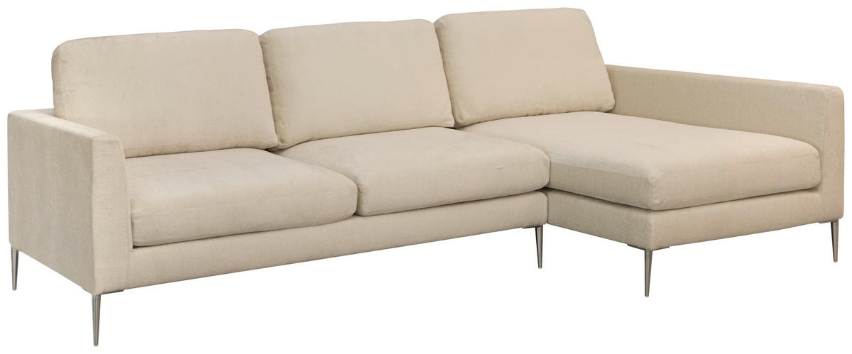 ECKSOFA Beige Chenille  - Beige/Silberfarben, KONVENTIONELL, Textil/Metall (284/143cm) - Carryhome