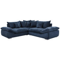 ECKSOFA in Velours Dunkelblau  247/247 cm  - Chromfarben/Dunkelblau, KONVENTIONELL, Kunststoff/Textil (247/247cm) - Carryhome