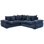 ECKSOFA in Velours Dunkelblau  247/247 cm  - Chromfarben/Dunkelblau, KONVENTIONELL, Kunststoff/Textil (247/247cm) - Carryhome