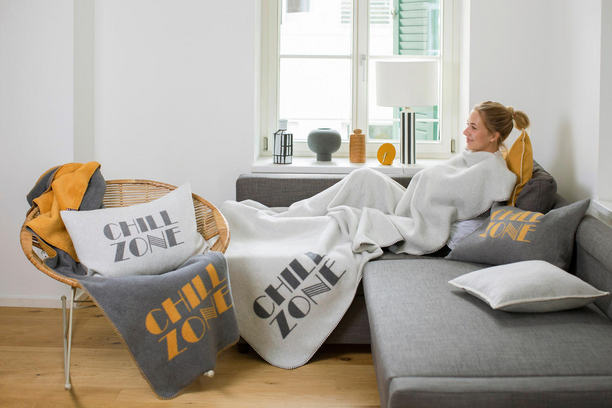DOMÁCA DEKA, bavlna, 150/200 cm - oranžová/antracitová, Konventionell, textil (150/200cm) - David Fussenegger