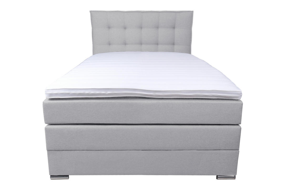 BOXSPRINGBETT 140/200 cm  in Hellgrau  - Chromfarben/Hellgrau, KONVENTIONELL, Kunststoff/Textil (140/200cm) - Boxxx