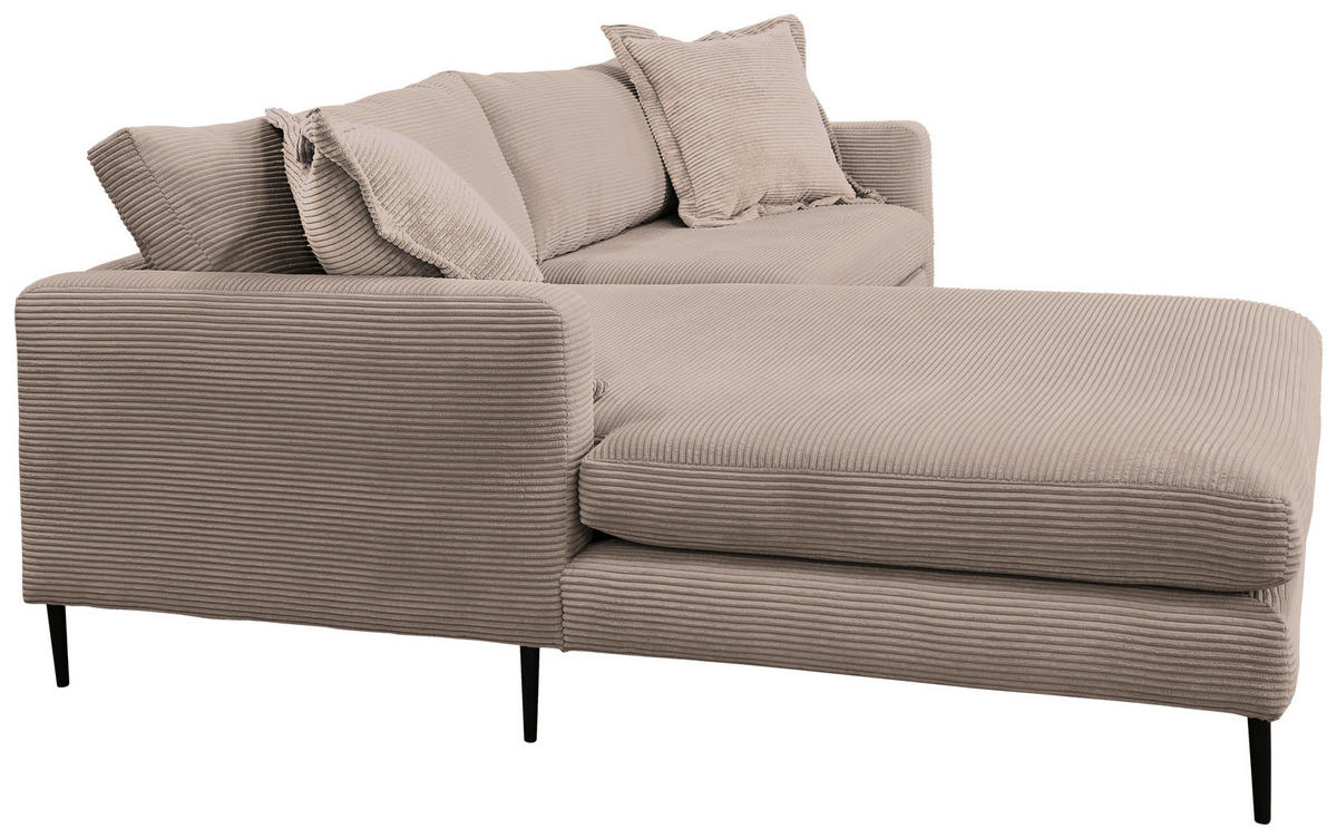 SEDEŽNA GARNITURA, rebrasti žamet svetlo rjava  - svetlo rjava/črna, Design, kovina/tekstil (193/268cm) - P & B