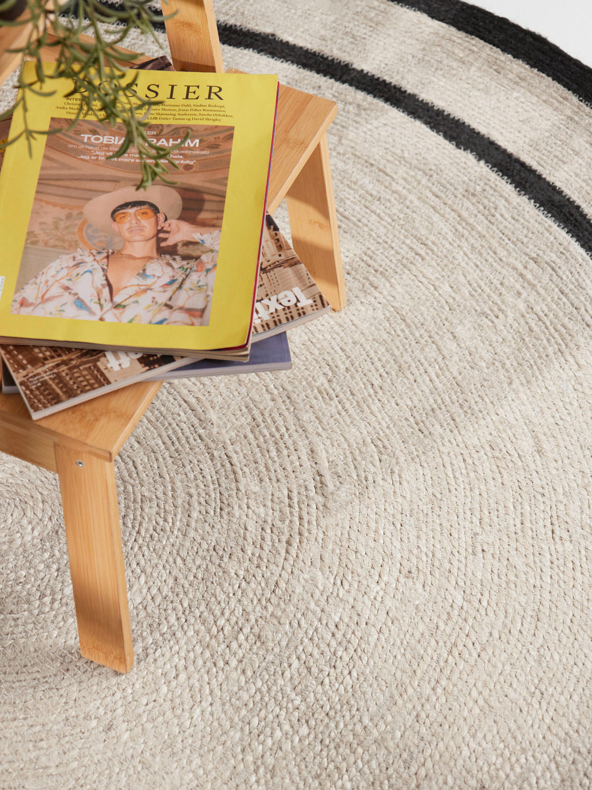 JUTETEPPICH 150 cm Jute Braided Creme, Schwarz rund  - Creme/Schwarz, Basics, Textil (150cm) - Hanse Home
