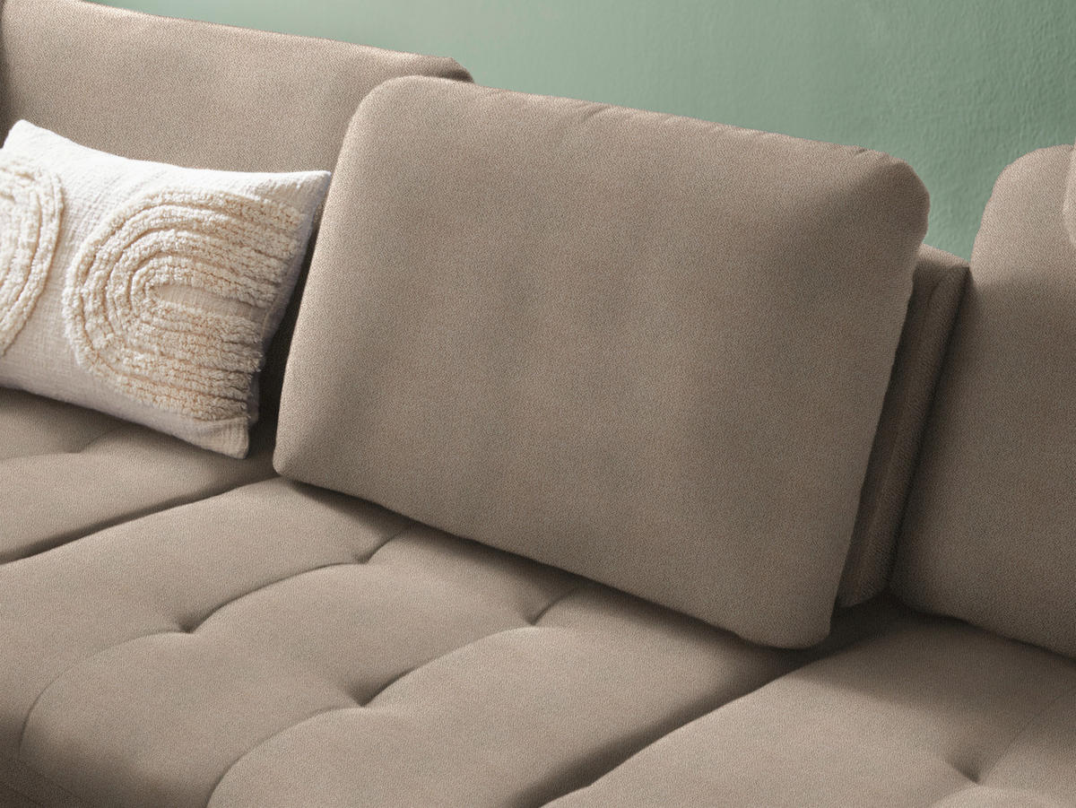 ECKSOFA Beige Flachgewebe  - Beige/Schwarz, Natur, Textil/Metall (233/288cm) - Valnatura