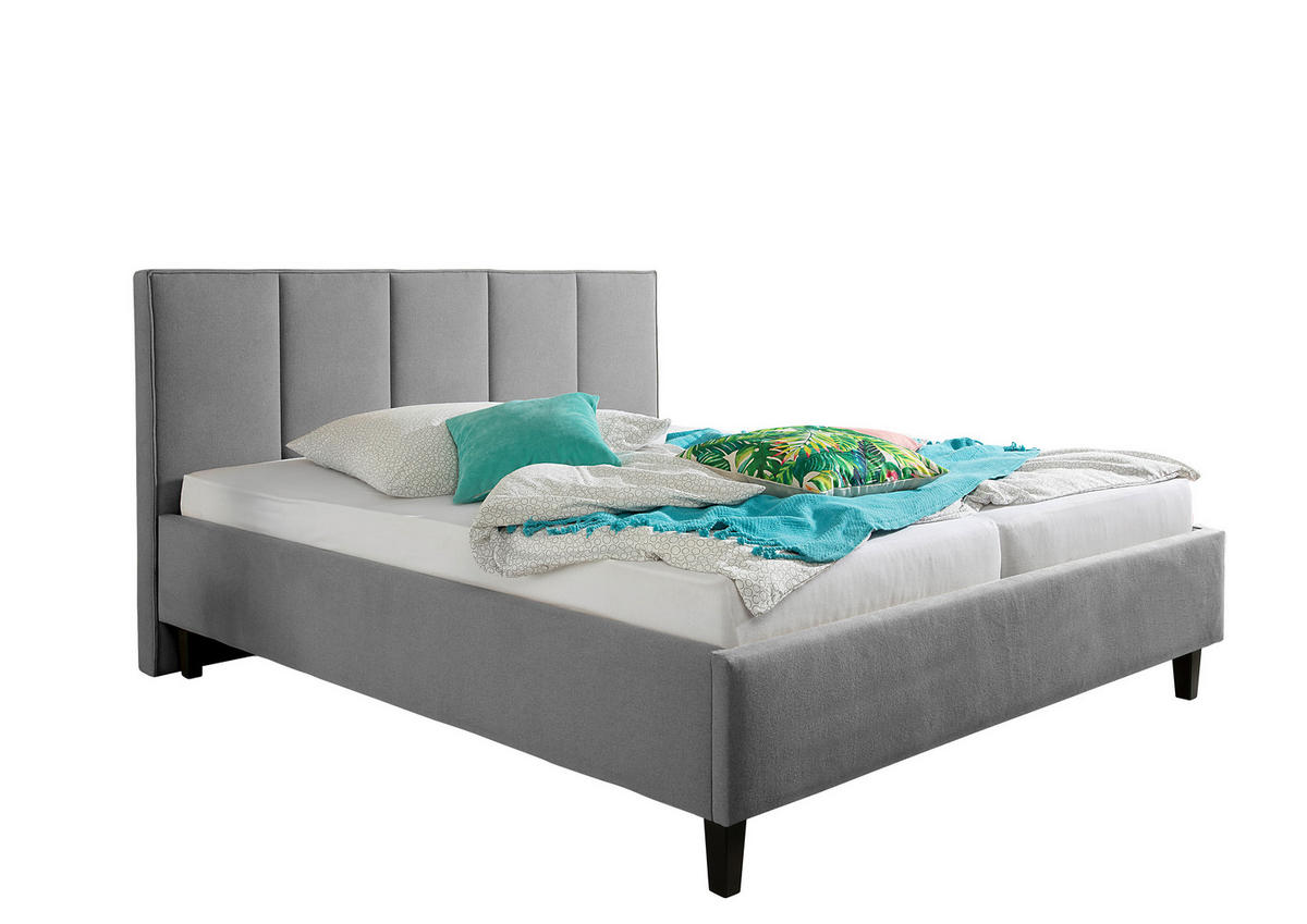 POLSTERBETT 200/200 cm,  in Grau,  - Schwarz/Grau, MODERN, Holz/Textil (200/200cm) - Livetastic