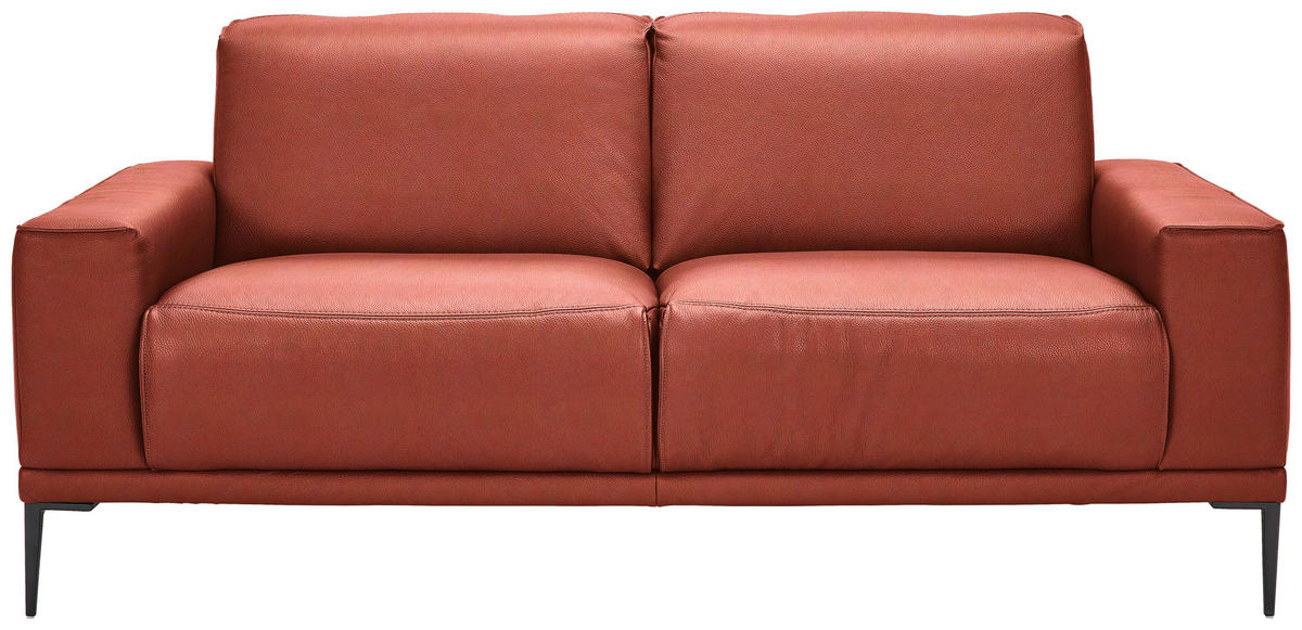 2-SITZER-SOFA Echtleder Rot  - Rot/Schwarz, Design, Leder/Metall (180/82/92cm) - Johann Jakob