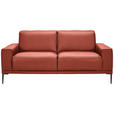 2-SITZER-SOFA  in Echtleder Rot   - Rot/Schwarz, Design, Leder/Metall (180/82/92cm) - Johann Jakob