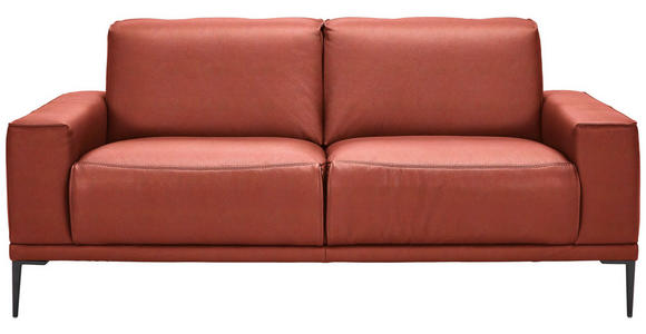 2-SITZER-SOFA  in Echtleder Rot   - Rot/Schwarz, Design, Leder/Metall (180/82/92cm) - Johann Jakob