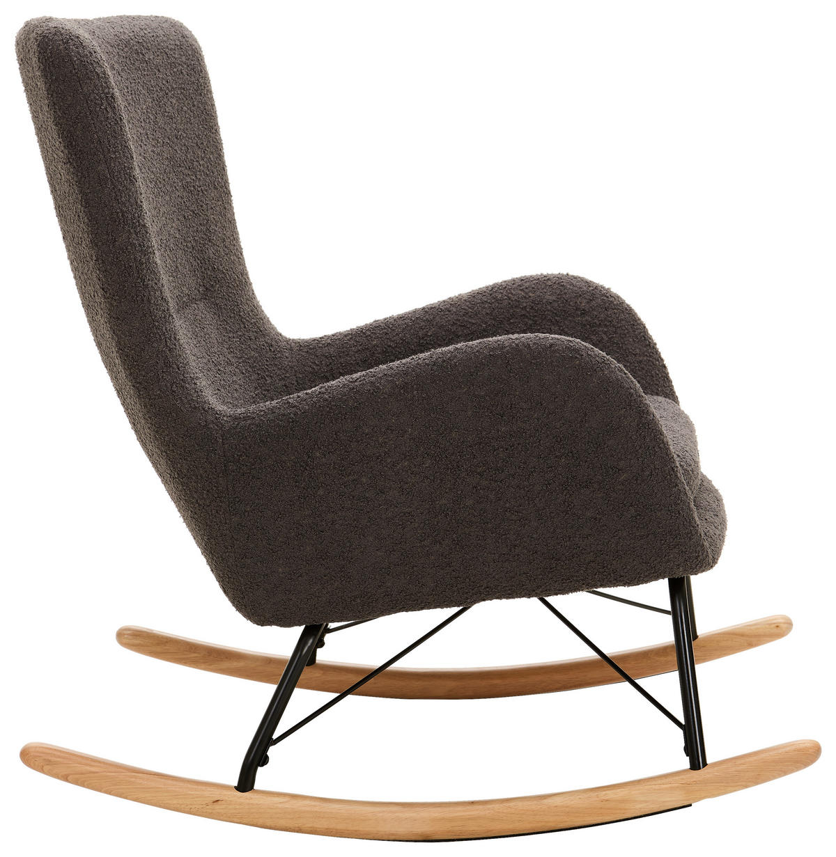 SCHAUKELSTUHL in Teddystoff Grau  - Naturfarben/Grau, LIFESTYLE, Holz/Textil (71/94/91cm) - Novel