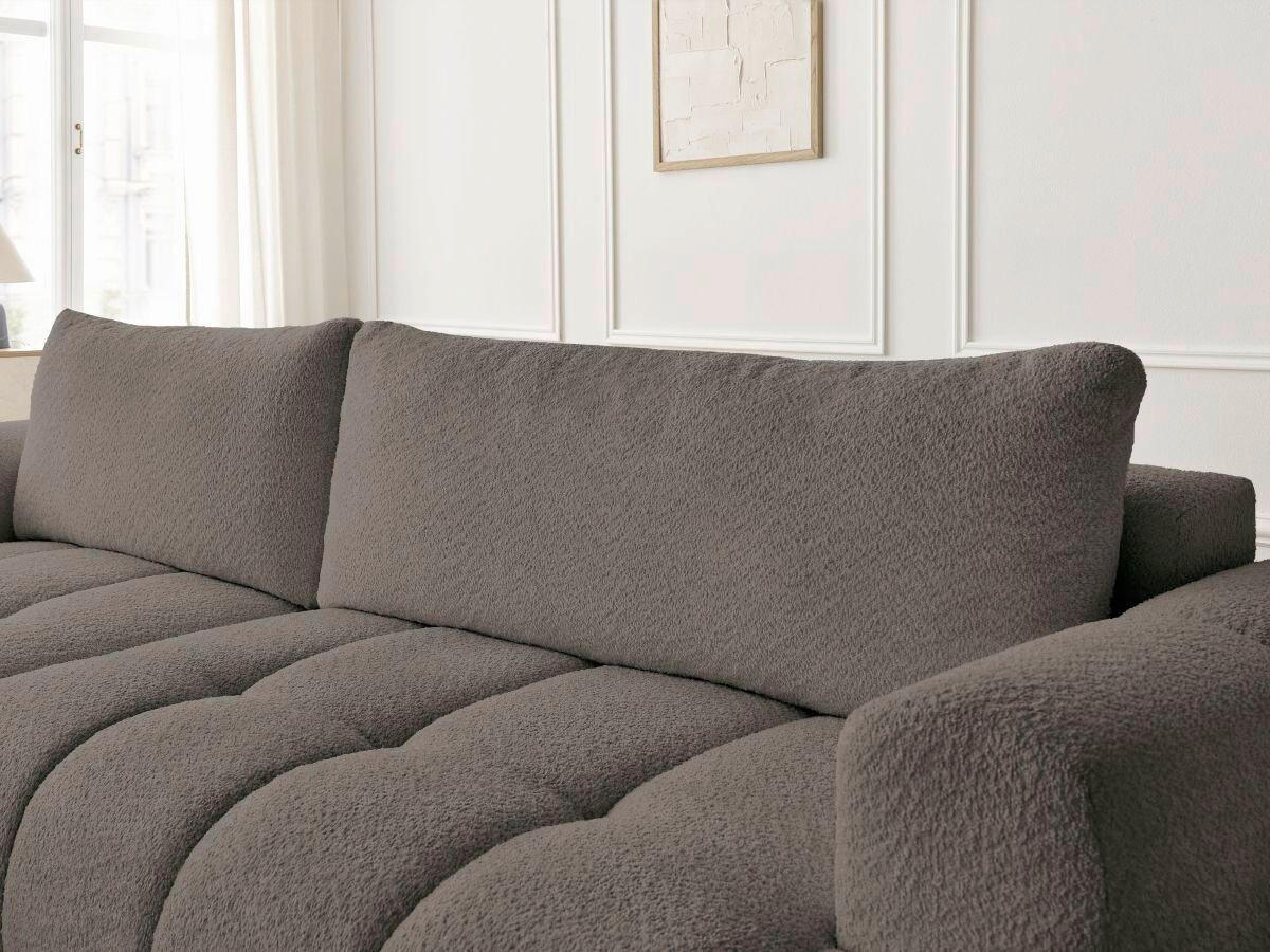 ECKSCHLAFSOFA FUJI Bouclé Taupe  inkl.  - Taupe/Schwarz, MODERN, Kunststoff/Textil (160/292cm)