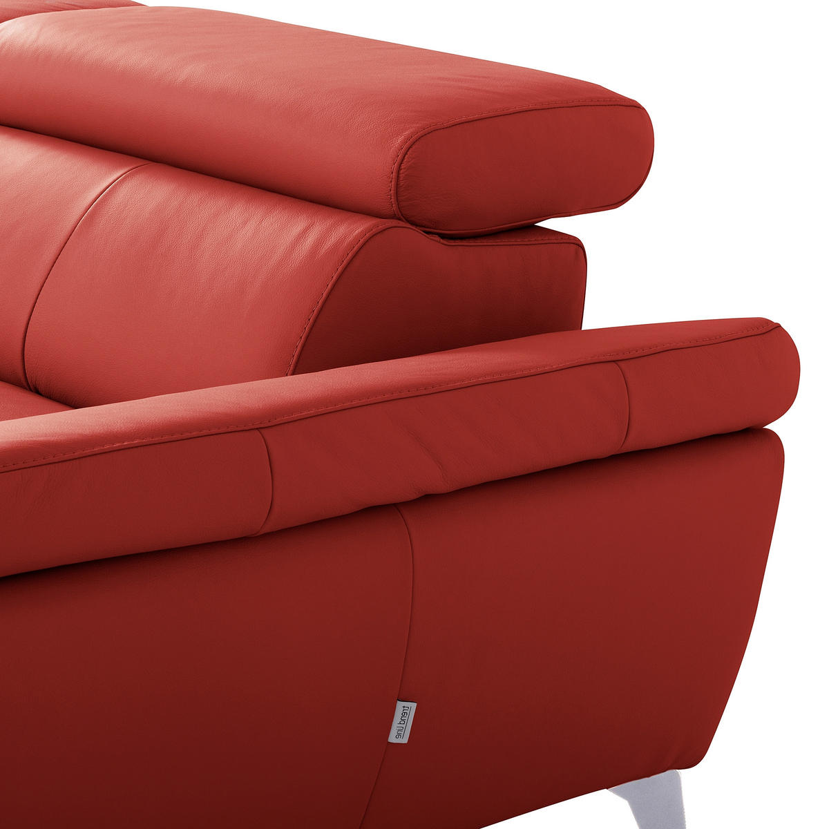 ECKSOFA Lederlook Echtleder Rot  - Chromfarben/Rot, Design, Leder/Textil (252/179cm) - Livetastic