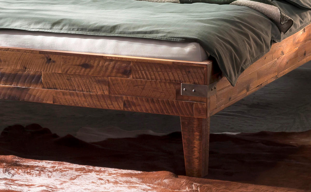BETT 120/200 cm  in Braun, Weiß, Akaziefarben  - Braun/Weiß, Design, Holz (120/200cm) - Hasena