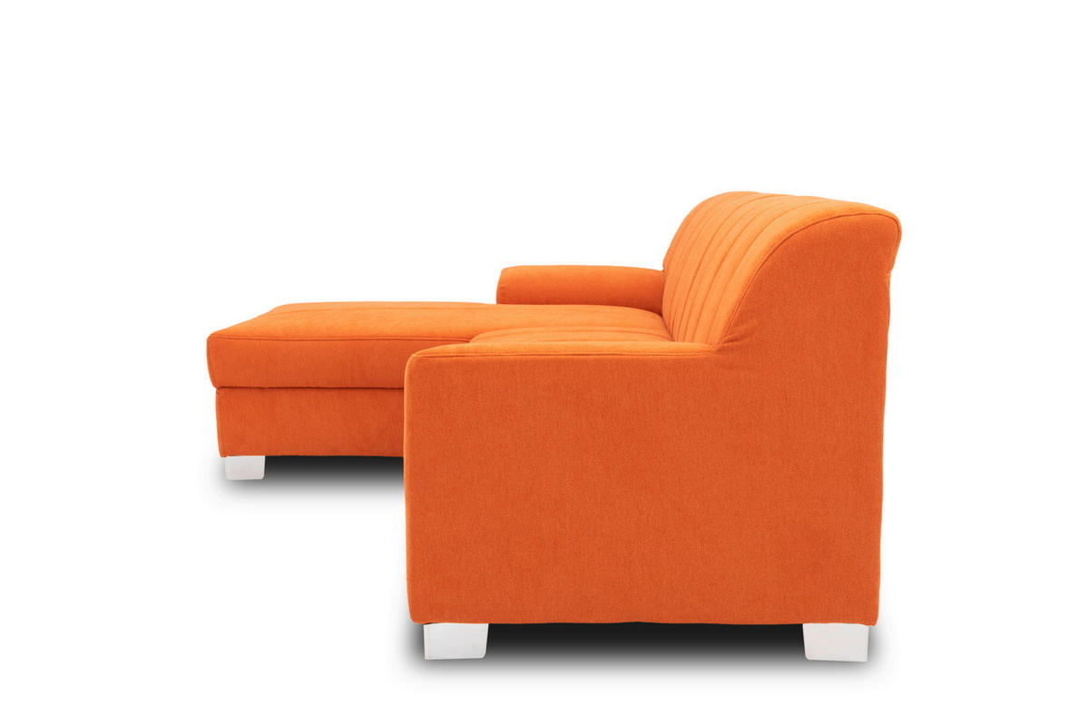 ECKSOFA CAPRI Orange Mikrofaser  - Chromfarben/Orange, KONVENTIONELL, Textil/Metall (152/239cm) - MID.YOU