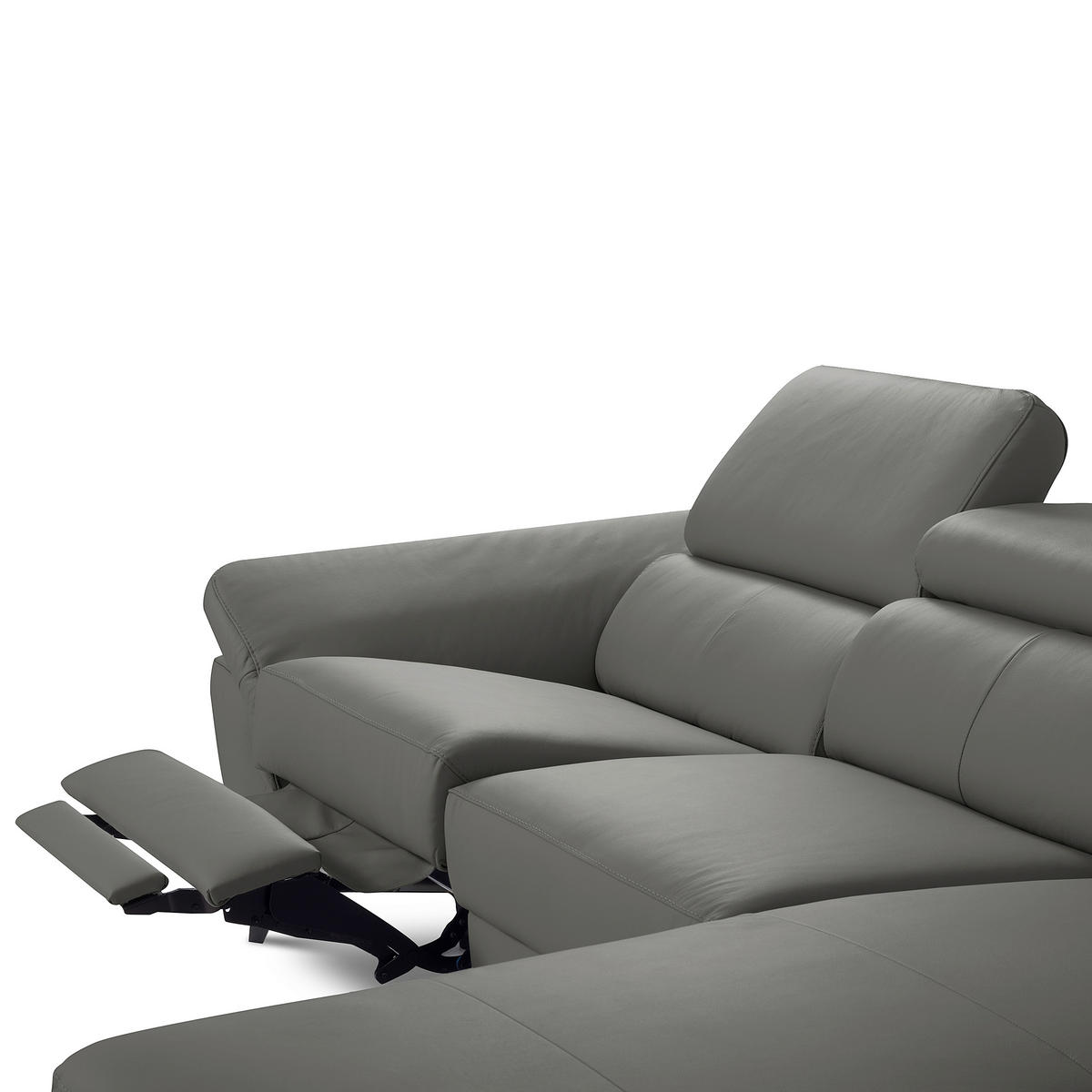 ECKSOFA SONO in Lederlook Echtleder Anthrazit Bettkasten, Armteilverstellung, Kopfteilverstellung  252/179 cm  - Chromfarben/Anthrazit, Design, Leder/Textil (252/179cm) - Livetastic