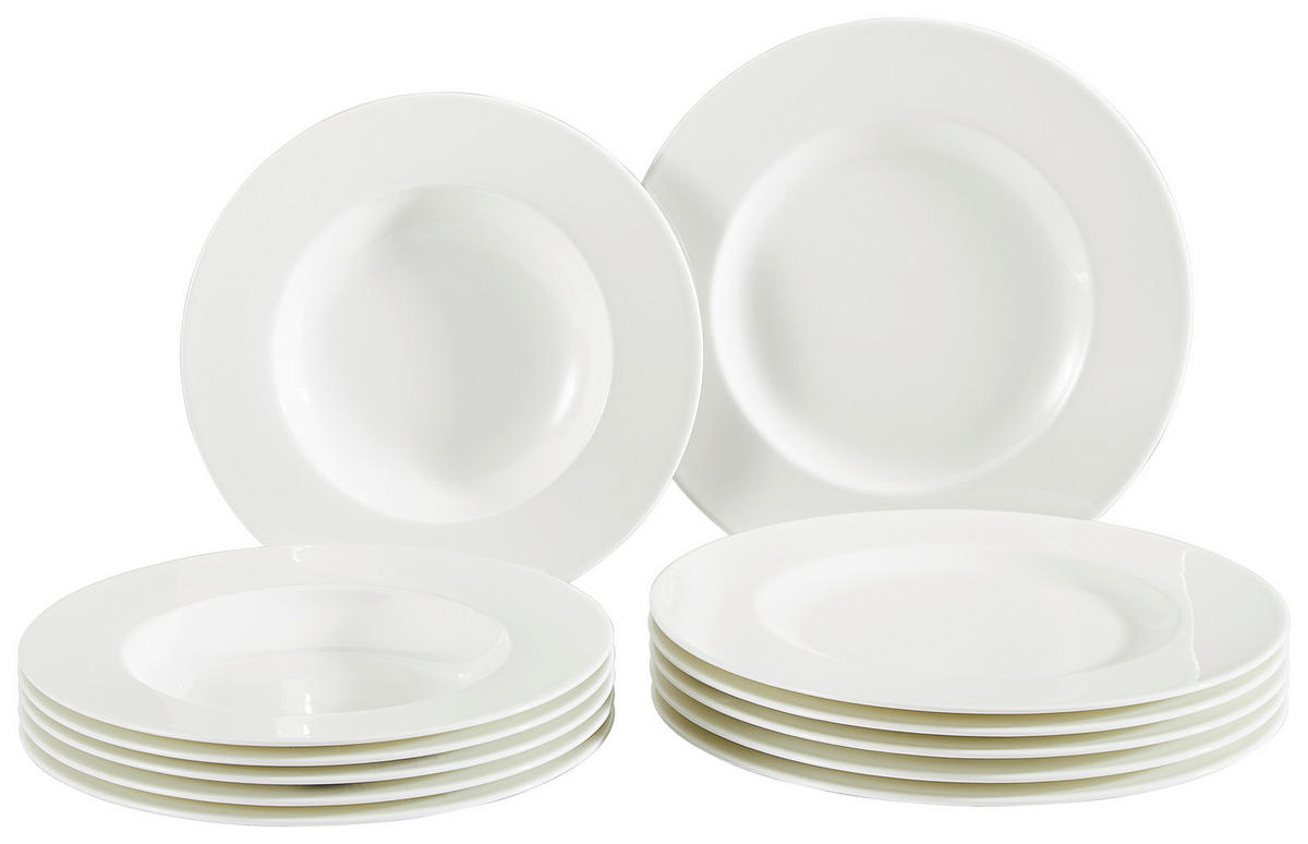 JEDÁLENSKÝ SERVIS, 12-dielne, porcelán - biela, Basics, keramika (34/19/32cm) - Villeroy & Boch