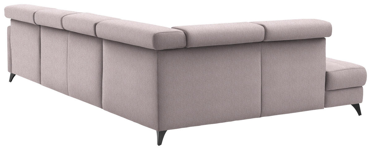 WOHNLANDSCHAFT Flachgewebe Altrosa  - Schwarz/Altrosa, Konventionell, Textil/Metall (215/333/174cm) - Beldomo System