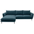 ECKSOFA  in Webstoff Petrol  196/304 cm  - Petrol/Schwarz, KONVENTIONELL, Textil/Metall (196/304cm) - Hom`in