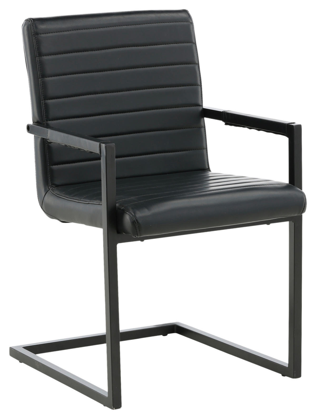 ARMLEHNSTUHL-SET 2 Stück  in Stahl Lederlook (vegan)  - Schwarz, Design, Textil/Metall (54/88/63cm) - Livetastic