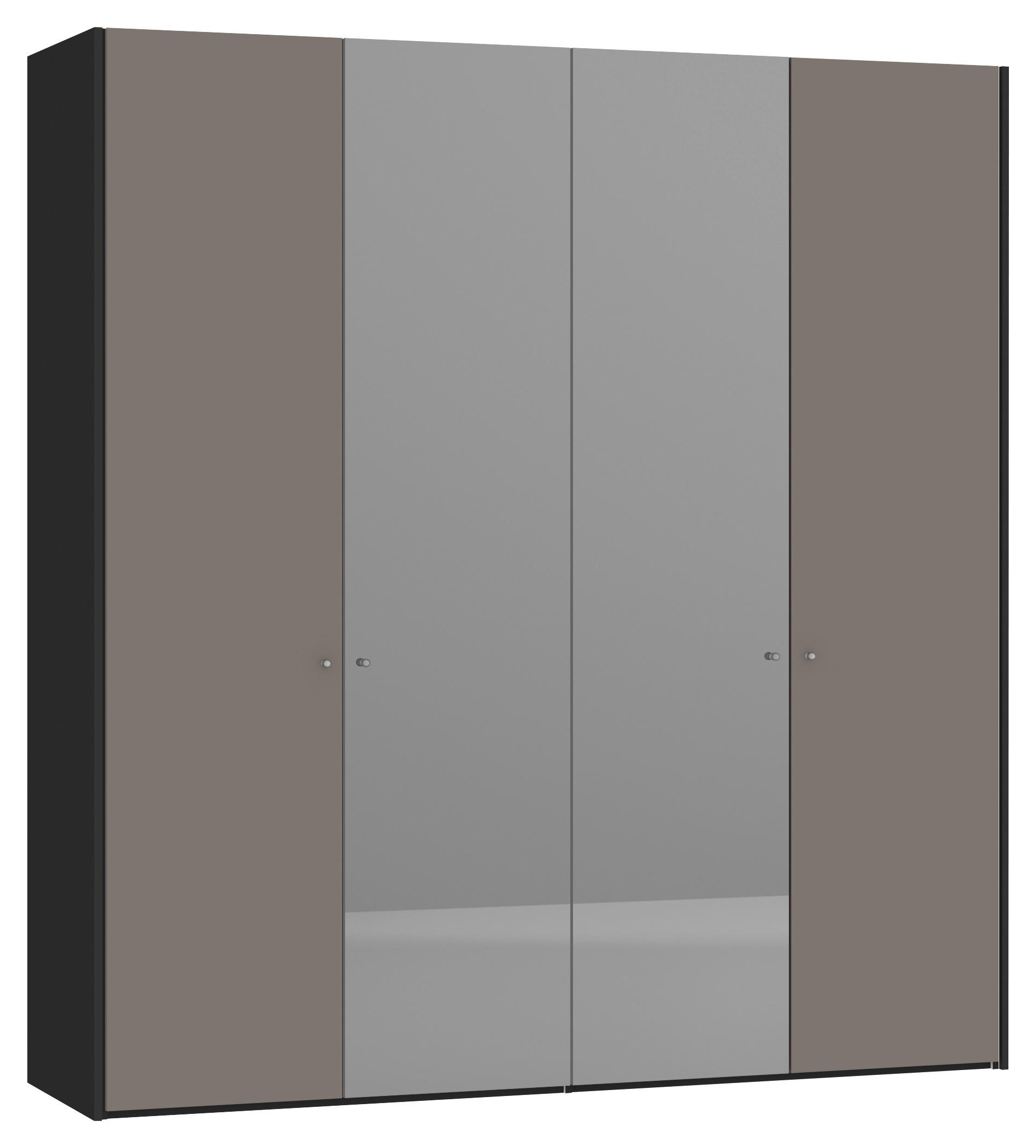 DREHTÜRENSCHRANK in Grau, Schwarz - Silberfarben/Schwarz, Design, Glas/Holzwerkstoff (205,1/220/58,5cm) - Jutzler