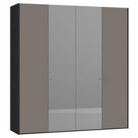 DREHTÜRENSCHRANK  in Grau, Schwarz  - Silberfarben/Schwarz, Design, Glas/Holzwerkstoff (205,1/220/58,5cm) - Jutzler