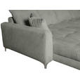 ECKSOFA Grau Chenille  - Chromfarben/Grau, KONVENTIONELL, Textil/Metall (227/329cm) - Carryhome