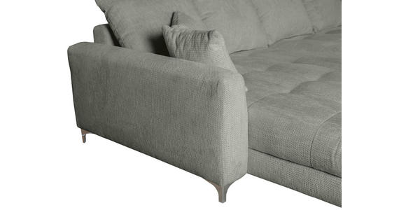 ECKSOFA Grau Chenille  - Chromfarben/Grau, KONVENTIONELL, Textil/Metall (227/329cm) - Carryhome