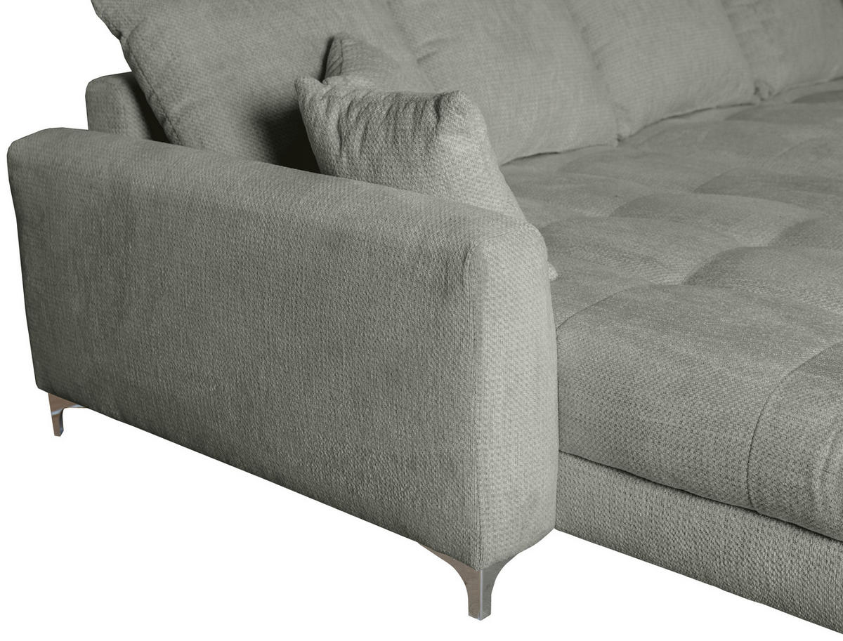 ECKSOFA Grau Chenille  - Chromfarben/Grau, KONVENTIONELL, Textil/Metall (227/329cm) - Carryhome