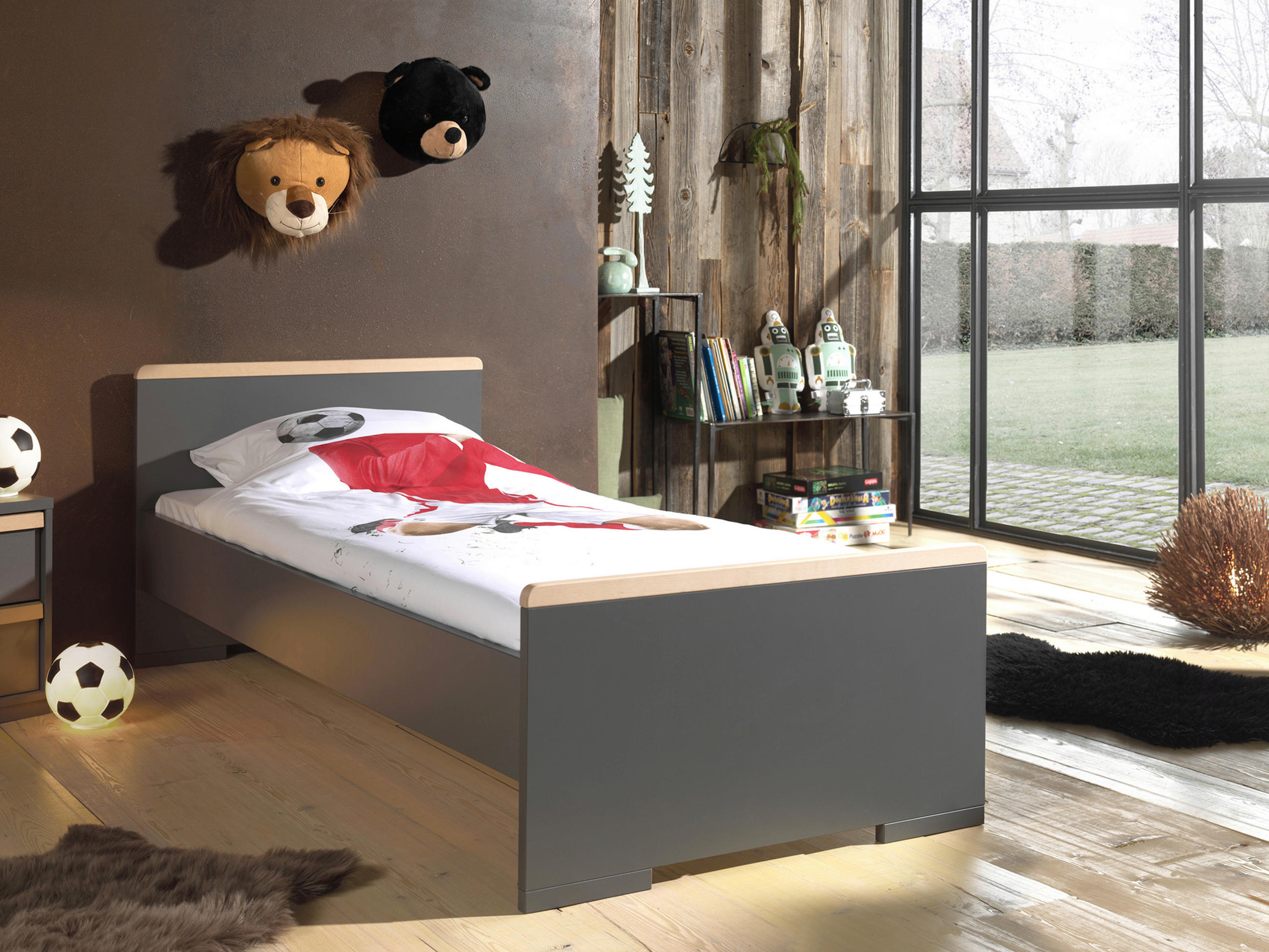 BETT 90/200 cm  in Anthrazit  - Anthrazit, MODERN, Holzwerkstoff (90/200cm) - MID.YOU