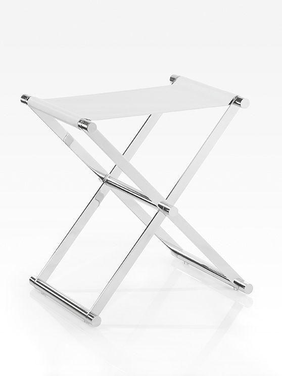 KLAPPHOCKER Lederlook Weiß, Chromfarben  - Chromfarben/Weiß, Design, Textil/Metall (34,5/45/45cm) - Joop!