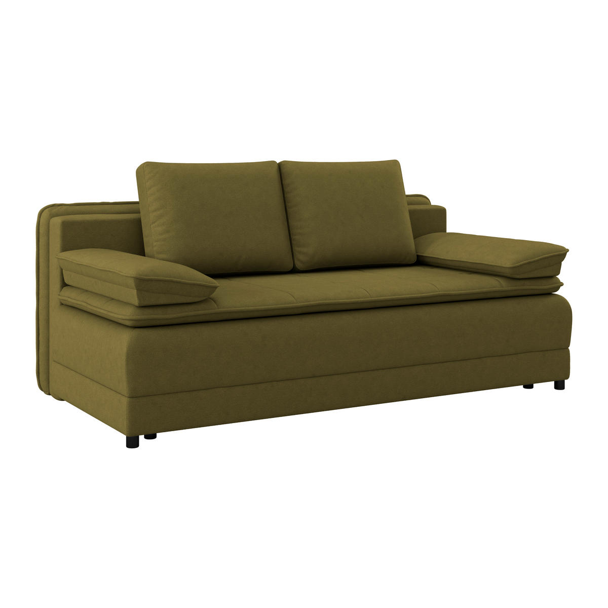 SCHLAFSOFA in Webstoff Olivgrün  - Schwarz/Olivgrün, Modern, Kunststoff/Textil (202/73-92/105cm) - MID.YOU