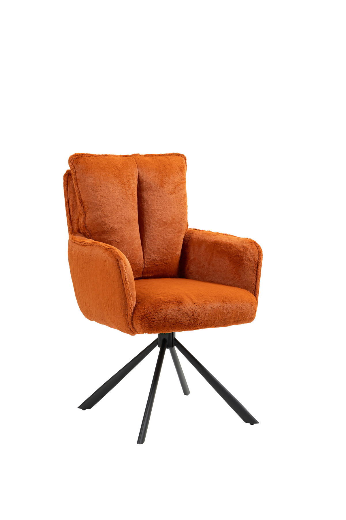 ARMLEHNSTUHL  in Eisen Plüsch  - Schwarz/Orange, Design, Textil/Metall (62/95/67cm) - Novel