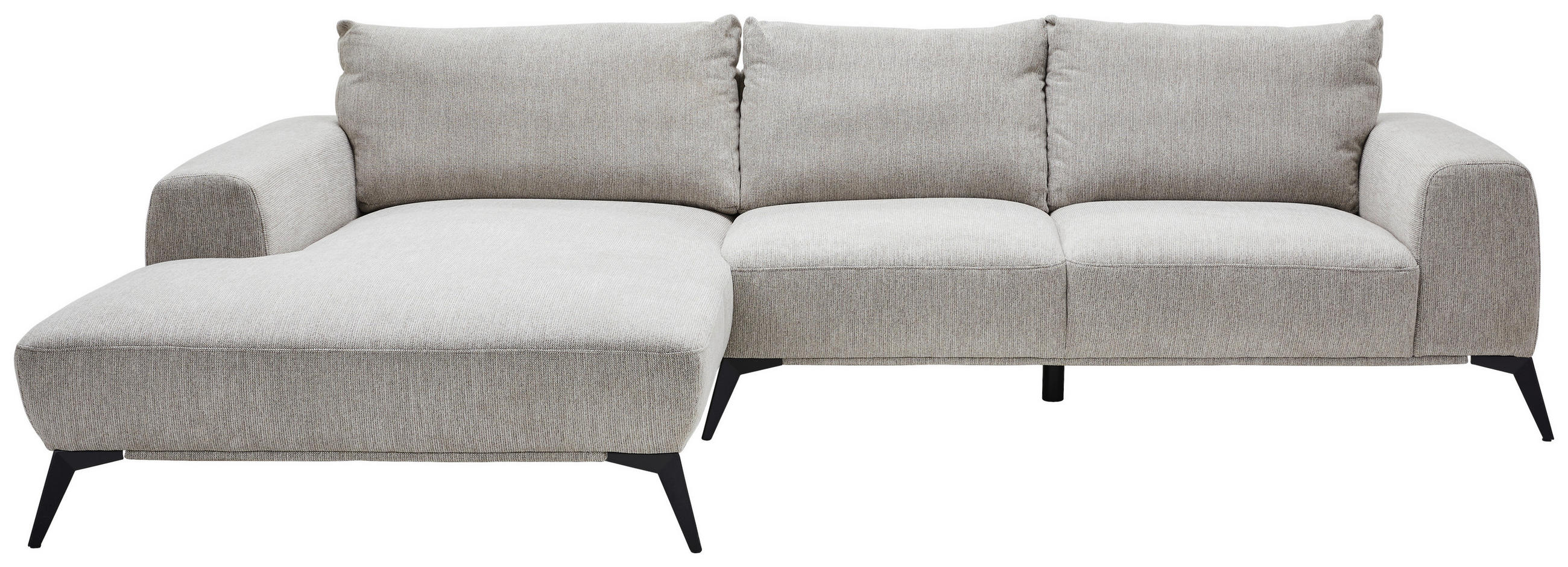 ECKSOFA in Webstoff Hellgrau  187/298 cm  - Hellgrau/Schwarz, Design, Textil/Metall (187/298cm) - Stylife