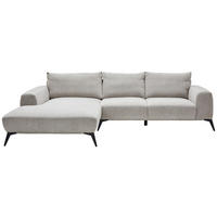 ECKSOFA in Webstoff Hellgrau  - Hellgrau/Schwarz, Design, Textil/Metall (187/298cm) - Stylife