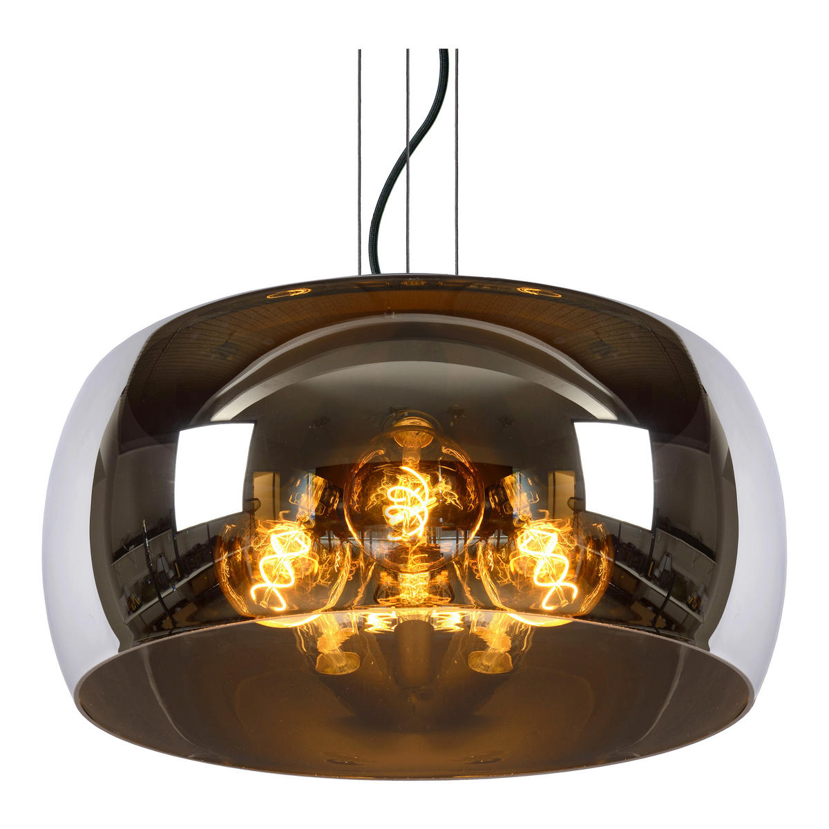 PENDELLEUCHTE 50/50/158 cm  - Schwarz, Trend, Glas (50/50/158cm) - Lucide