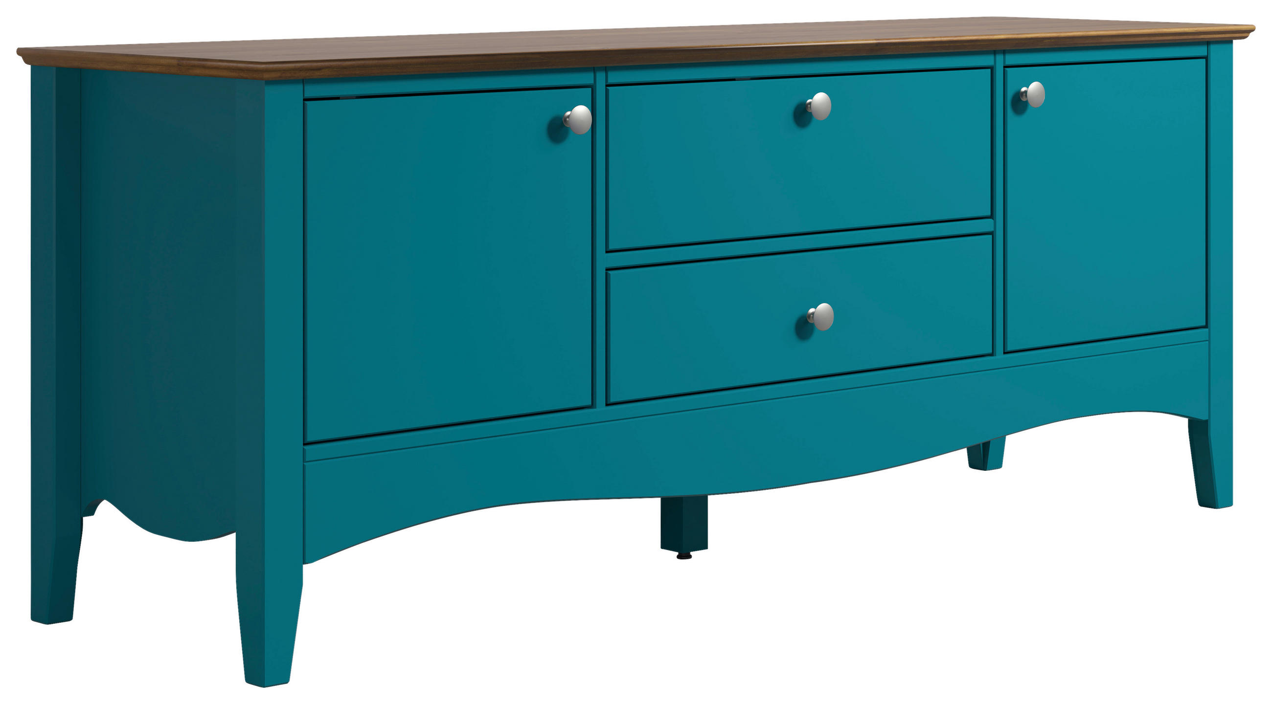 LOWBOARD 140/58/42 cm  - Blau/Dunkelbraun, LIFESTYLE, Holz/Holzwerkstoff (140/58/42cm)