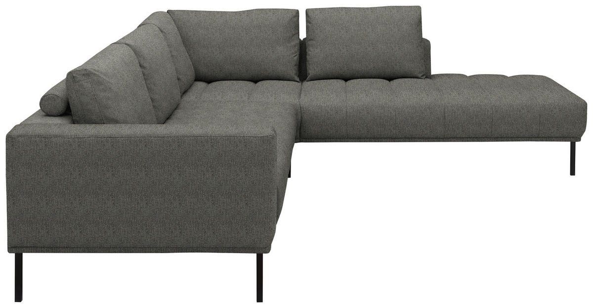 ECKSOFA  in Flachgewebe Graubraun  308/270 cm  - Graubraun/Schwarz, Design, Textil/Metall (308/270cm) - Pure Home Lifestyle