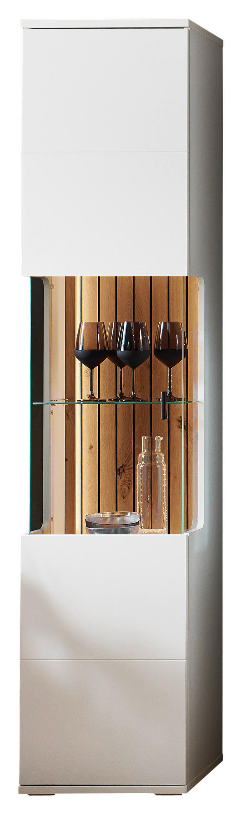 VITRINE Weiss, Eiche Artisan  45/208/37,4 cm  - Weiss/Anthrazit, Design, Glas/Holzwerkstoff (45/208/37,4cm) - Stylife