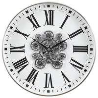 WANDUHR  Silberfarben, Weiß 45 cm  - Silberfarben/Weiß, Basics, Glas/Holzwerkstoff (45cm) - Ambia Home